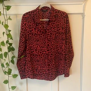 Cute red leopard blouse